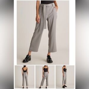 Quince Stretch Crepe Belted Pants Coastal Grey size 0 NWOT